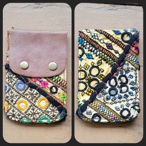 🌋👽 Free People Boho Embroidered Repurposed vtg banjara Wallet Card Case